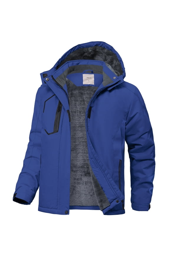 Kids Boys Winter Ski Jacket Fleece Lined Windproof Waterproof Jackets Removable Hood
