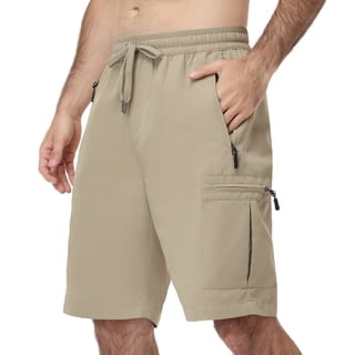 Lavenicole Men's Cargo Shorts Outdoor Lightweight Summer Casual Bermuda Shorts with Multi Zipper Pockets Khaki 36W