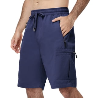 Lavenicole Men's Cargo Shorts Outdoor Lightweight Summer Casual Bermuda Shorts with Multi Zipper Pockets Navy Blue 36W