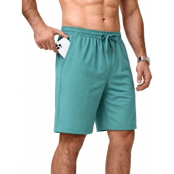 Men's & Big Men's Stretch Shorts with Active Waistband,9" Inseam,4 Pockets,Sizes 30-40