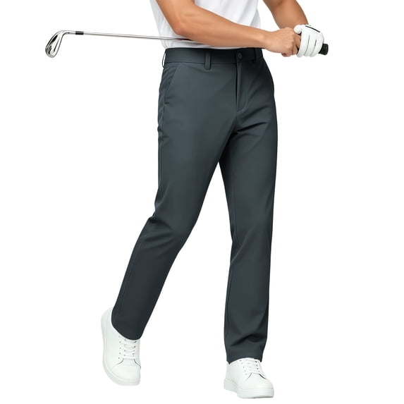 Lavenicole Men's Golf Work Pants 30" 32" Classic Fit Stretch Flat Front Casual Dress Pants with Pockets Dark Gray