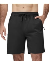 Lavenicole Men's Shorts Summer Casual Elastic Waist Drawstring, Lightweight with Zipper Pockets Black 34W