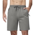 thumbnail image 1 of Lavenicole Men's Shorts Summer Casual Elastic Waist Drawstring, Lightweight with Zipper Pockets Gray 34W, 1 of 6