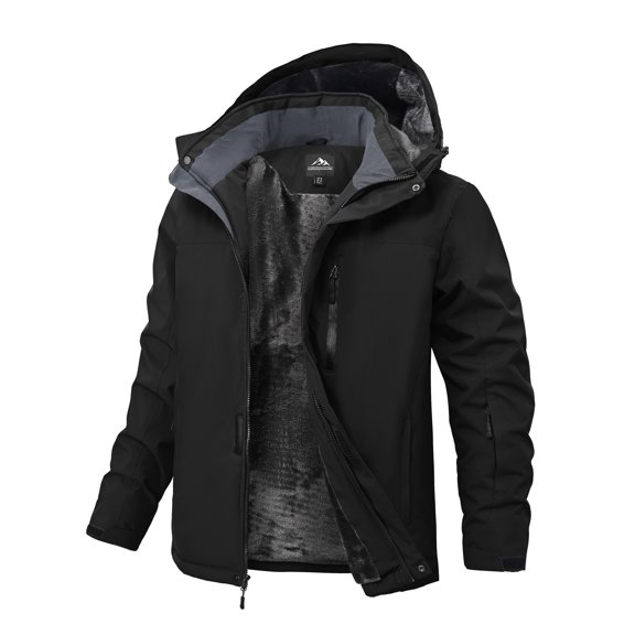 Lavenicole Men's Waterproof Ski Jacket Fleece Lined Warm Winter Snow Coat Mountain Windbreaker Hooded Raincoat 2XL