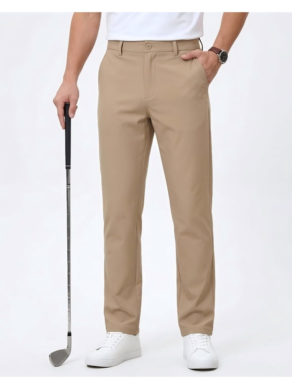Mens Golf Pants Stretch Work Dress Pants 30"/32" Quick Dry Lightweight Casual Comfy Trousers with 3 Pockets