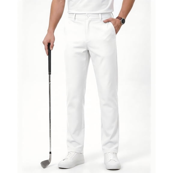 Mens Golf Pants Stretch Work Dress Pants 30"/32" Quick Dry Lightweight Casual Comfy Trousers with 3 Pockets