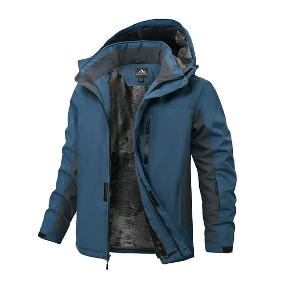 Lavenicole Men's Waterproof Ski Jacket Warm Winter Snow Coat Mountain Windbreaker Hooded Raincoat Blue/Gray XXL