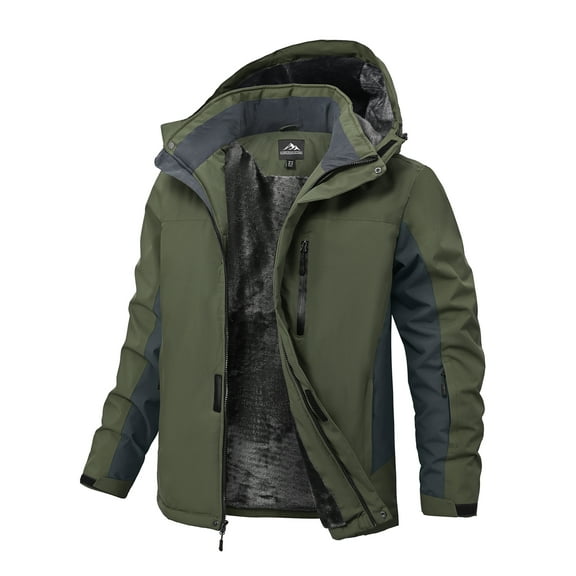 Lavenicole Men's Waterproof Ski Jacket Warm Winter Snow Coat Mountain Windbreaker Hooded Raincoat Armygreen 3XL