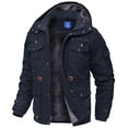 thumbnail image 1 of Lavenicole Winter Jackets for Men Fleece Lined Cotton Outdoor Winter Cargo Coats with Multi Pockets Navyblue 2XL, 1 of 6