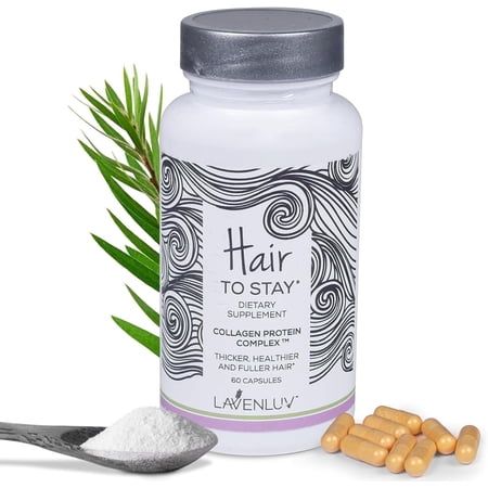 Lavenluv Collagen Peptides Hair Growth Supplement with Biotin for Thicker Hair, 60 Capsules