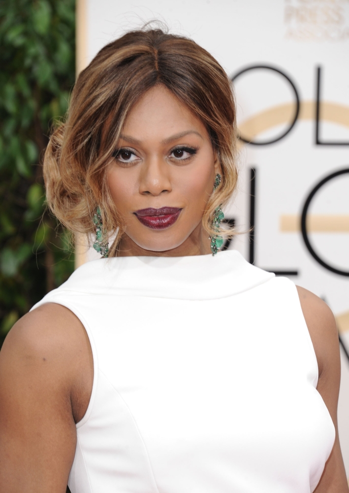 Laverne Cox (Wearing Lorraine Schwartz Earrings) At Arrivals For 73Rd Annual Golden Globe Awards 2016 - Arrivals 2 Canvas Art - (16 x 20)