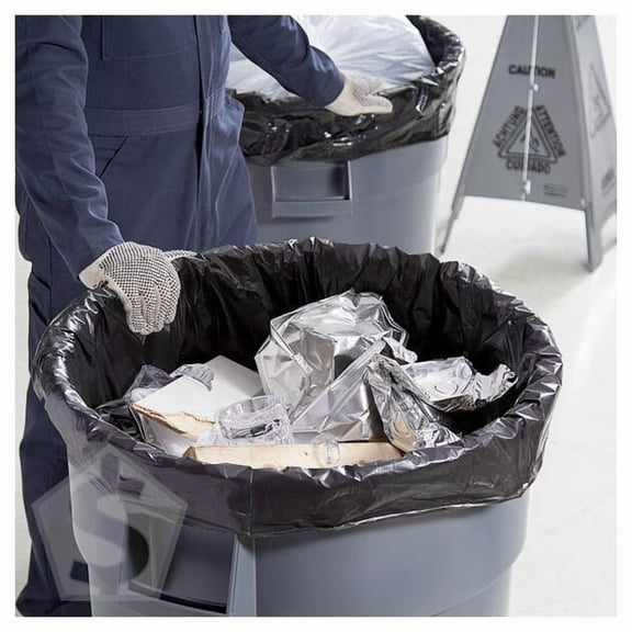 Lavex Hercules 56 Gallon 1.8 Mil 43" x 48" Low-Density Heavy-Duty Black Can Liner / Trash Bag - 100/Case