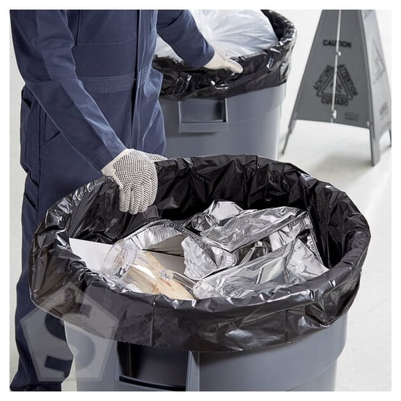 Lavex Hercules 56 Gallon 2 Mil 44" x 55" Low-Density Heavy-Duty BlackCan Liner / Trash Bag - 50/Case