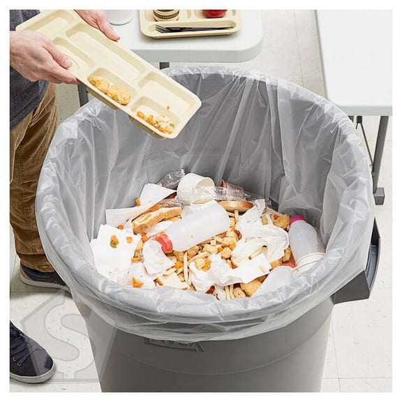 Lavex Hercules 56 Gallon 2 Mil 44" x 55" Low-Density Heavy-Duty Clear Can Liner / Trash Bag - 50/Case