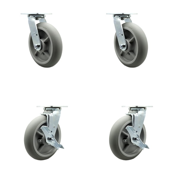 Lavex Lodging Housekeeping Cart Caster Set - 2 Swivel with Brake 2 Swivel - SCC