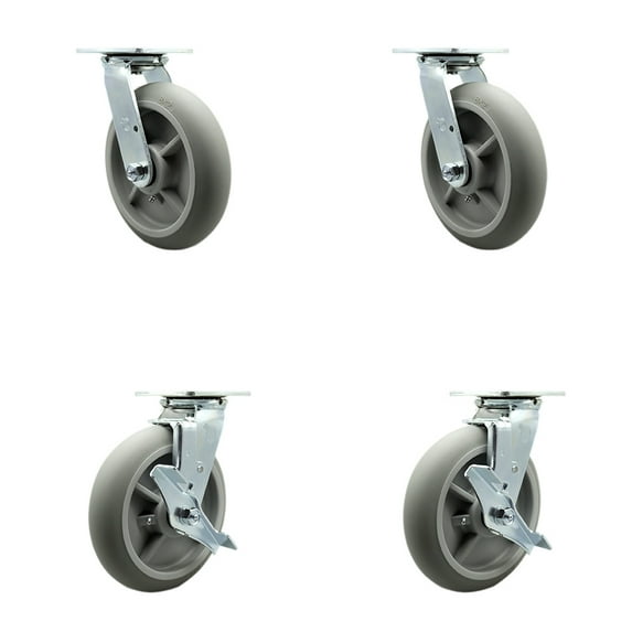 Lavex Lodging Housekeeping Cart Caster Set - 2 Swivel with Brake 2 Swivel - SCC