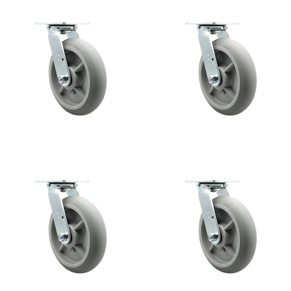 Lavex Lodging Housekeeping Cart Caster Set - 4 Swivel No Brake – Service Caster