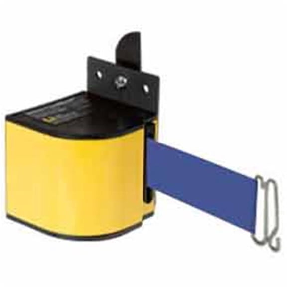 Lavi Industries 50-3017YL-18-BL Fixed Mount Safety Barricade, Retractable Belt Extension - 18 Ft. Blue
