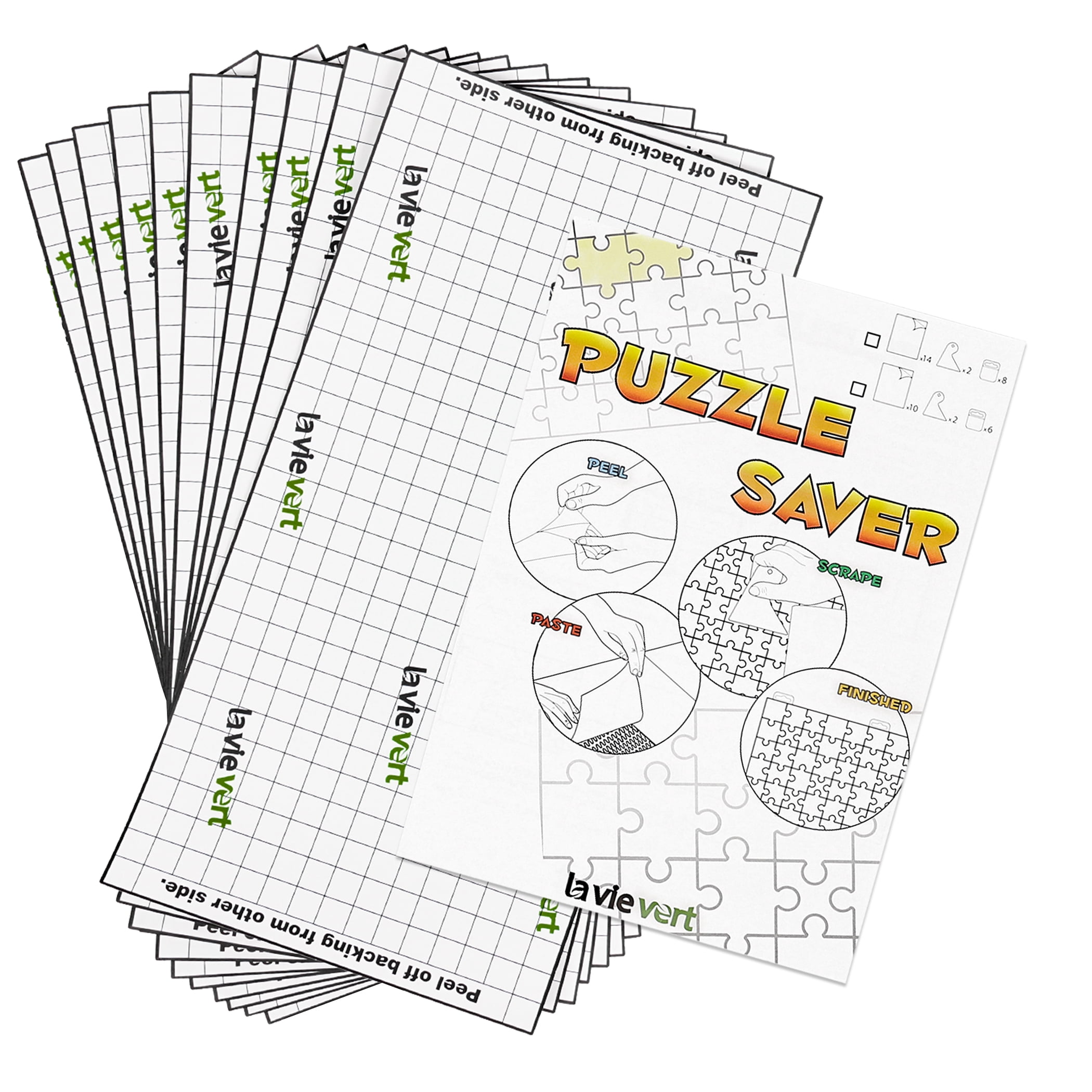 Lavievert Puzzle Saver Peel & Stick Adhesive Paper Jigsaw Puzzle Glue Best  Way to Preserve Your Finished Puzzle - 10 Sheets 