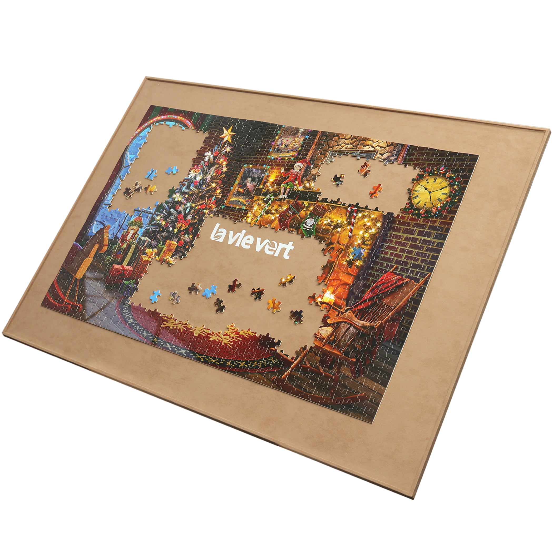 Lavievert Wooden Jigsaw Puzzle Board Puzzle Storage Puzzle Saver with Non-Slip Surface for Up to 1500 Pieces - Khaki