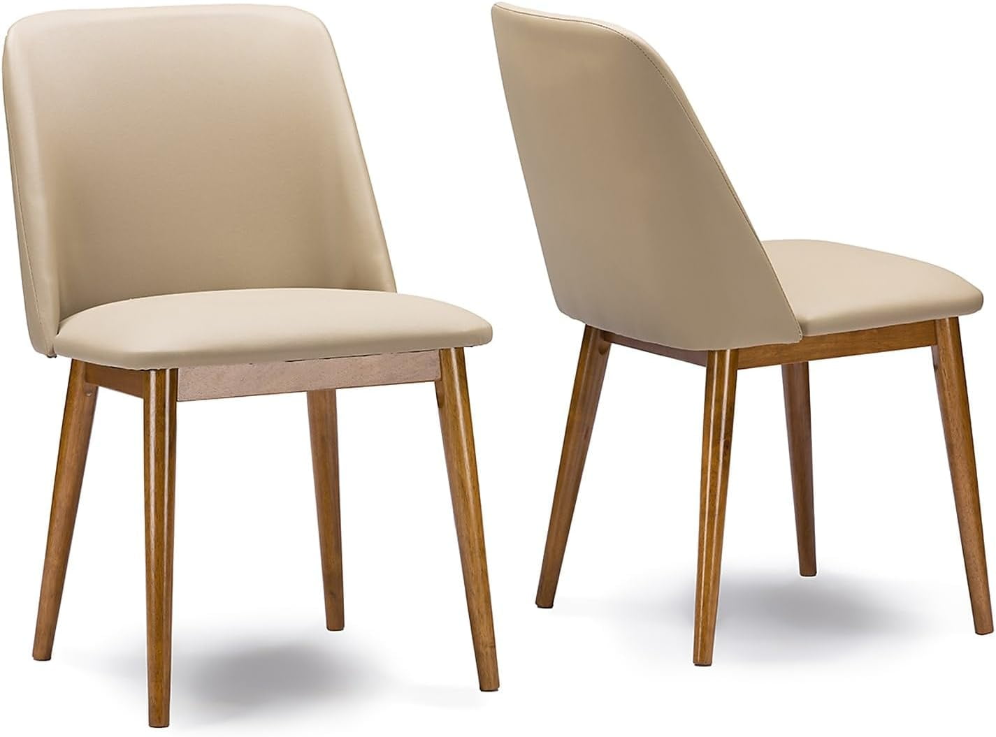 Beige Cane-Wood Parsons High Side Chair