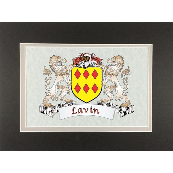 Lavin Irish Coat of Arms Print - Frameable 9" x 12"