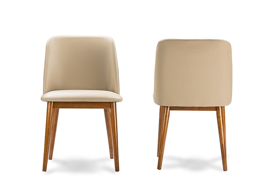 Beige Cane-Wood Parsons High Side Chair