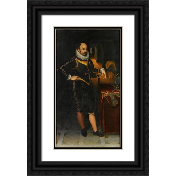 Lavinia Fontana 12x18 Black Ornate Wood Framed Double Matted Museum Art Print Titled - Portrait of Gentleman in Arms