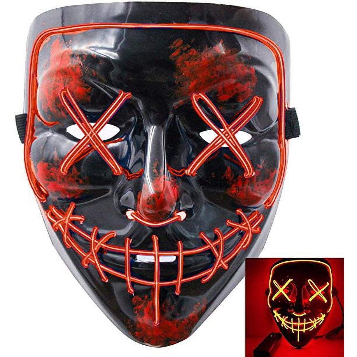 Lavinya Halloween Mask LED Light up Funny Masks the Purge Movie Scary Festival Costume, Red