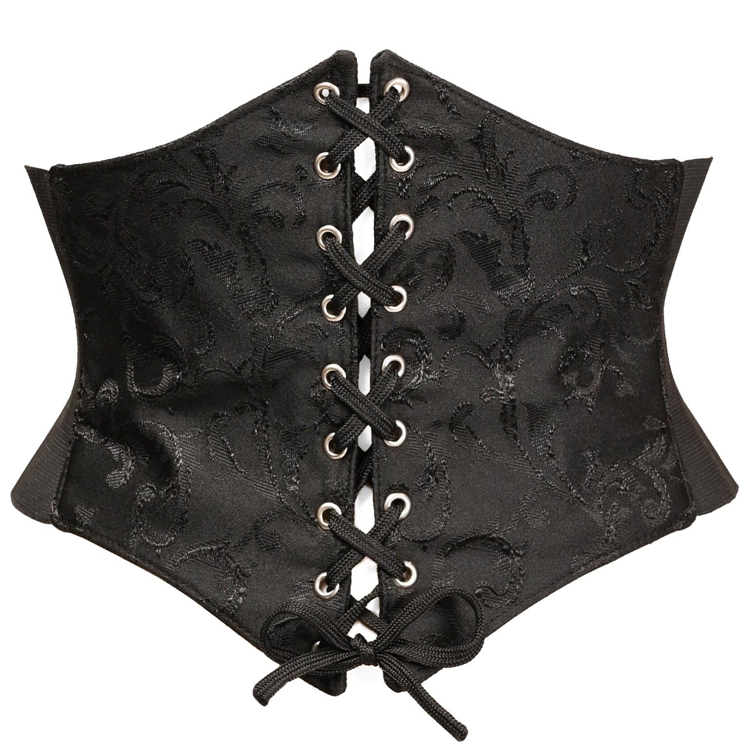 Lavish Black/Black Swirl Brocade Corset Belt Cincher w/Clasps main image 1