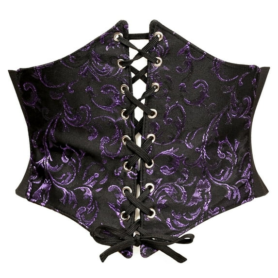 Lavish Black/Purple Brocade Corset Belt Cincher