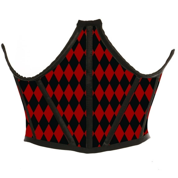 Lavish Black & Red Diamond Satin Open Cup Waist Cincher