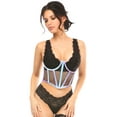 thumbnail image 1 of Lavish Blue/Purple Holo & Fishnet Underwire Waist Cincher Corset, 1 of 2