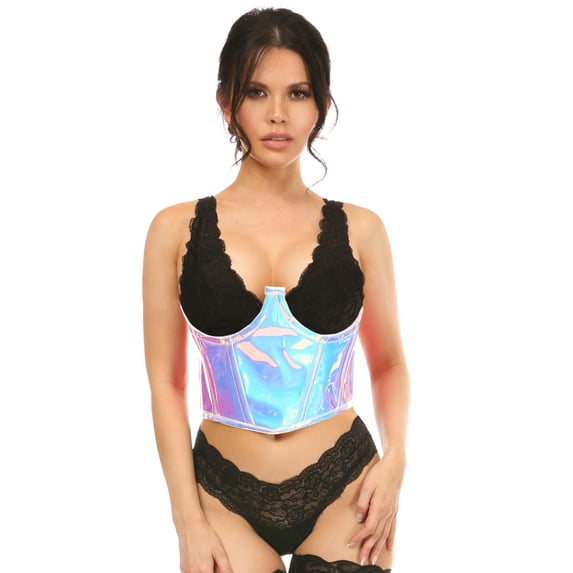 Lavish Blue/Purple Holo Open Cup Underwire Waist Cincher