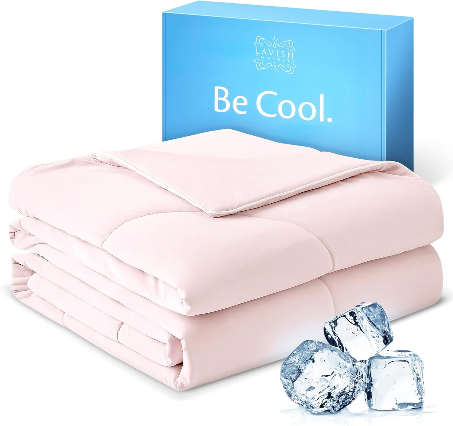 Queen Blush Reversible Microfiber Cooling Comforter