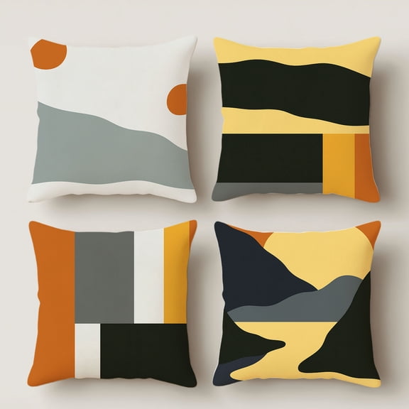 Lavish Cover 14×14 Inch Abstract Geometric Mountain Sunset Throw Pillow Cover, Minimalist Modern Neutral Sofa Decor Cushion Cover, No Pillow Insert