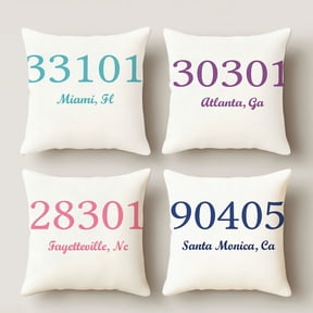 Lavish Cover 14×14 Inch Custom City Zip Code Pillow Cover, Personalized Location Print Cushion Slip Without Insert