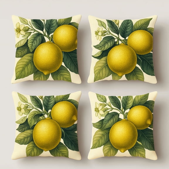 Lavish Cover 14×14 Inch Vintage Lemon Botanical Pillow Cover, Farmhouse Citrus Art Cushion Slip Without Insert