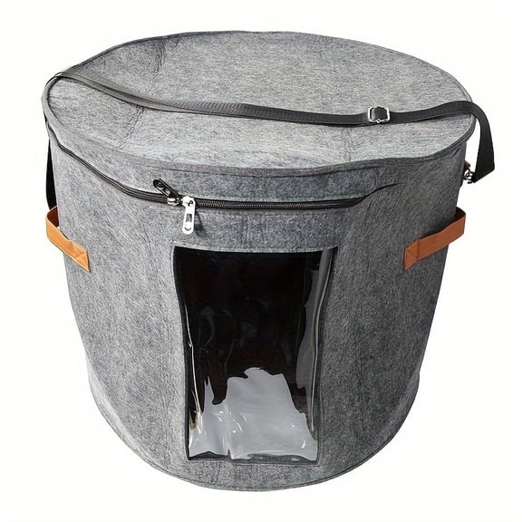 Lavish Cover 2-in-1 Foldable Storage Box & Portable Organizer, 5040cm Breathable Felt Container with Transparent Window & Safety Buckle for Home, Office & Travel