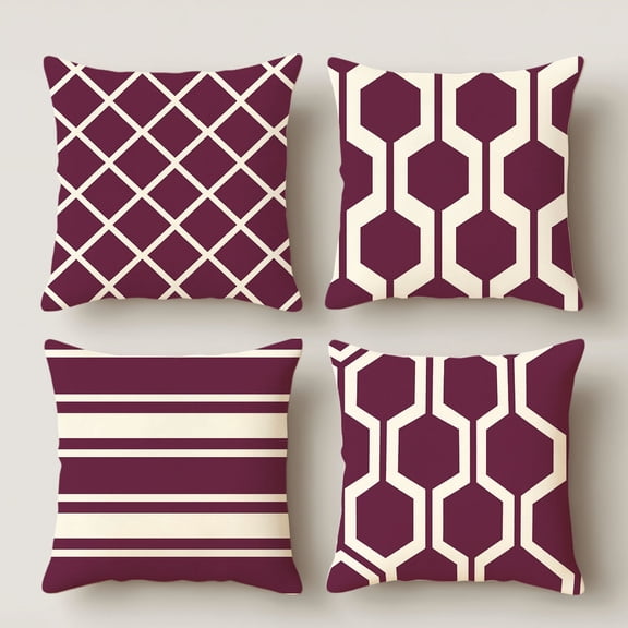 Lavish Cover 20×20 Inch Plum Geometric Pillow Cover, Modern Neutral Cushion Slip Without Insert