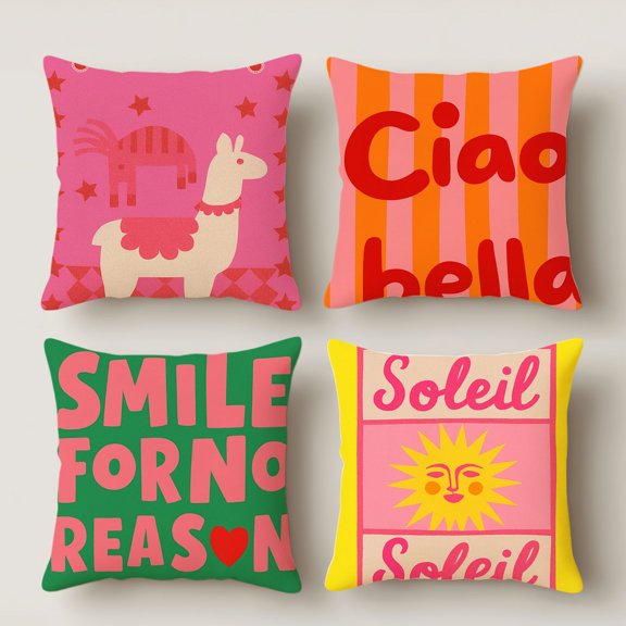 Lavish Cover 20×20 Inch Whimsical Bright Pillow Cover, Fun Quote & Llama Print Cushion Slip Without Insert