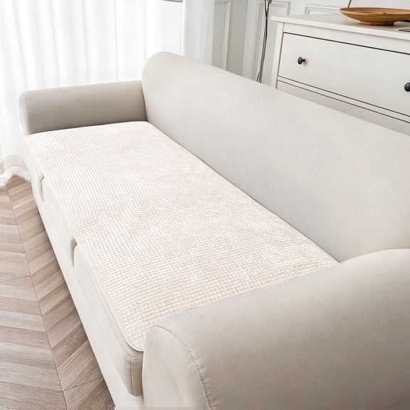 Lavish Cover 28"x28" 100% Waterproof Woven Textured Sofa Seat Cushion, Non Slip Backing Couch Slipcover, Machine Washable Furniture Protector, Beige