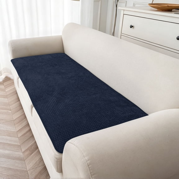 Lavish Cover 28"x28" 100% Waterproof Woven Textured Sofa Seat Cushion, Non Slip Backing Couch Slipcover, Machine Washable Furniture Protector, Dark Blue