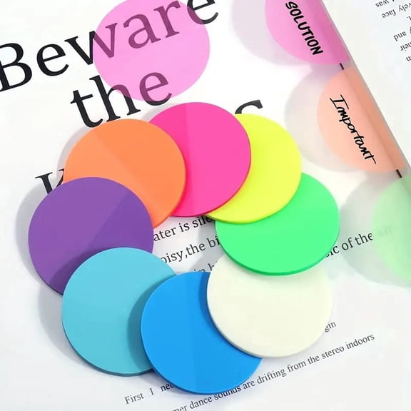 Lavish Cover 320PCS Translucent Round Pet Sticky Notes, 16 Colors 4.2cm Waterproof Removable Page Markers for Books, Journals & Office Supplies