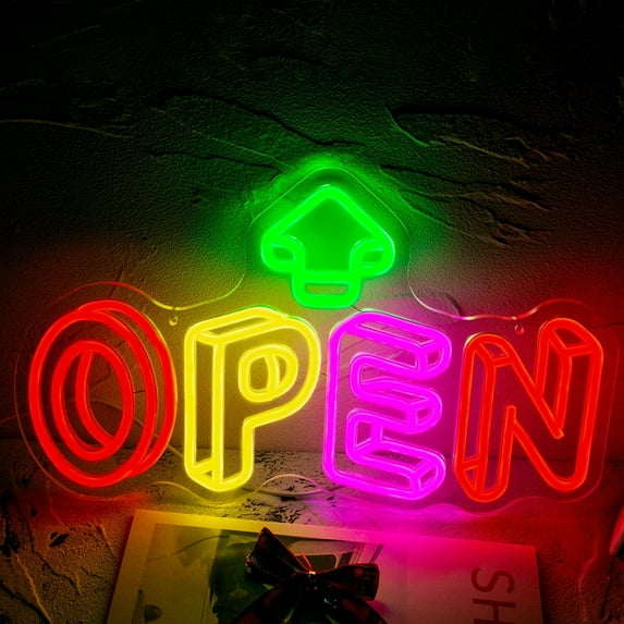 Y YUNHSOM 3D Stereoscopic Open Neon Sign,USB Power LED Light sign 16.7*9.8 Inch Adjustable Brightness for Shops, Restaurants, Bar Hotel