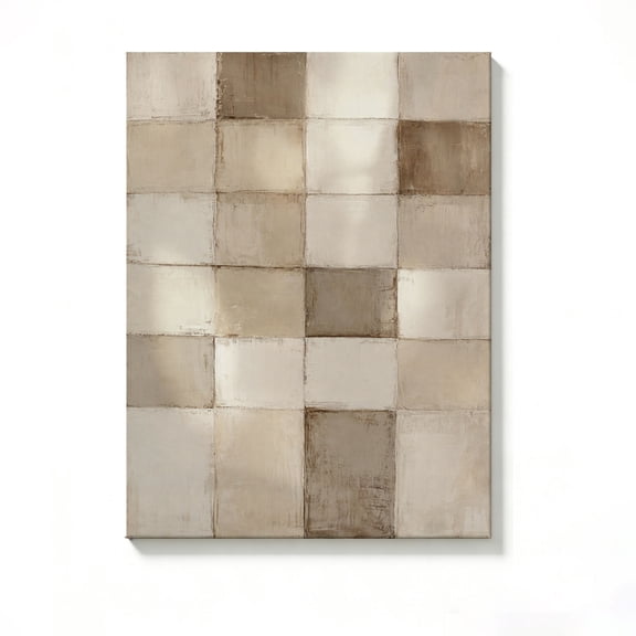 Lavish Cover 8x10 Inch Neutral Beige Grid Abstract Texture Canvas Wall Art, Wabi-Sabi Minimalist Farmhouse Decor, No Frame