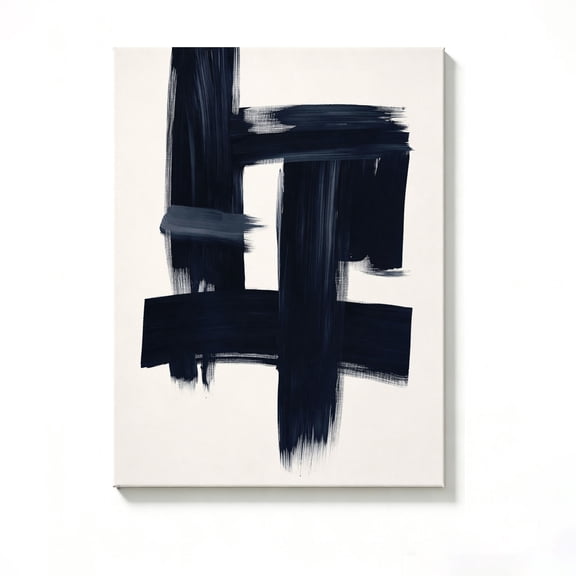 Lavish Cover 8x12 Inch Deep Navy Brush Stroke Abstract Canvas Wall Art, Minimalist Neutral Modern Home Decor, No Frame