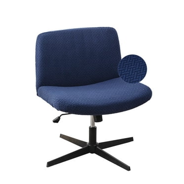 Lavish Cover Armless Chair Cover Office Desk Chair Cover, Waterproof and Elastic Criss Cross Chair Cover, Exquisite Vanity Chair Cover, Mid Back Wide Seat Accent Chair Covers(Nave-Blue,T-Type)