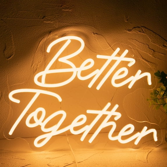 Y YUNHSOM Better Together Neon Sign for Wall Decor, Dimmable USB Power Engagement Bedroom Bar Wedding Birthday Christmas Decoration(16.2"*12.4")