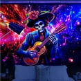 thumbnail image 1 of Y YUNHSOM Blacklight Skeleton Musician Tapestry UV Reactive Fantasy Wall Tapestry for Bedroom Living Room Wall Decor(70" x 90"), 1 of 8